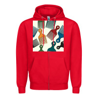 Red afro combs seamless patterns Zipper Hoodie - BundleAndBundleShop