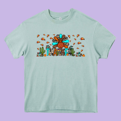Thankful Turkey Heavy Core Tee Designed By Jahusdesignshop