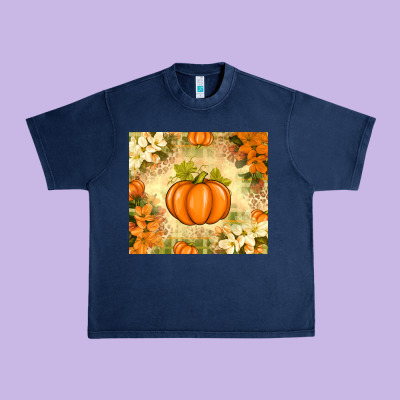 Fall Pumpkins With Flowers Urban Heavy Tee Designed By Texasbilliewilder