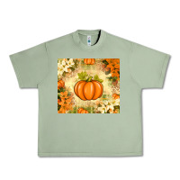 Oil Green Fall Pumpkins with Flowers Urban Heavy Tee - texasbilliewilder