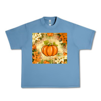 Pebble Blue Fall Pumpkins with Flowers Urban Heavy Tee - texasbilliewilder