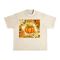 Sandshell Fall Pumpkins with Flowers Urban Heavy Tee - texasbilliewilder