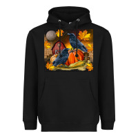 Black Fall Crow Heavyweight Hoodie - LillyAllenDesigns