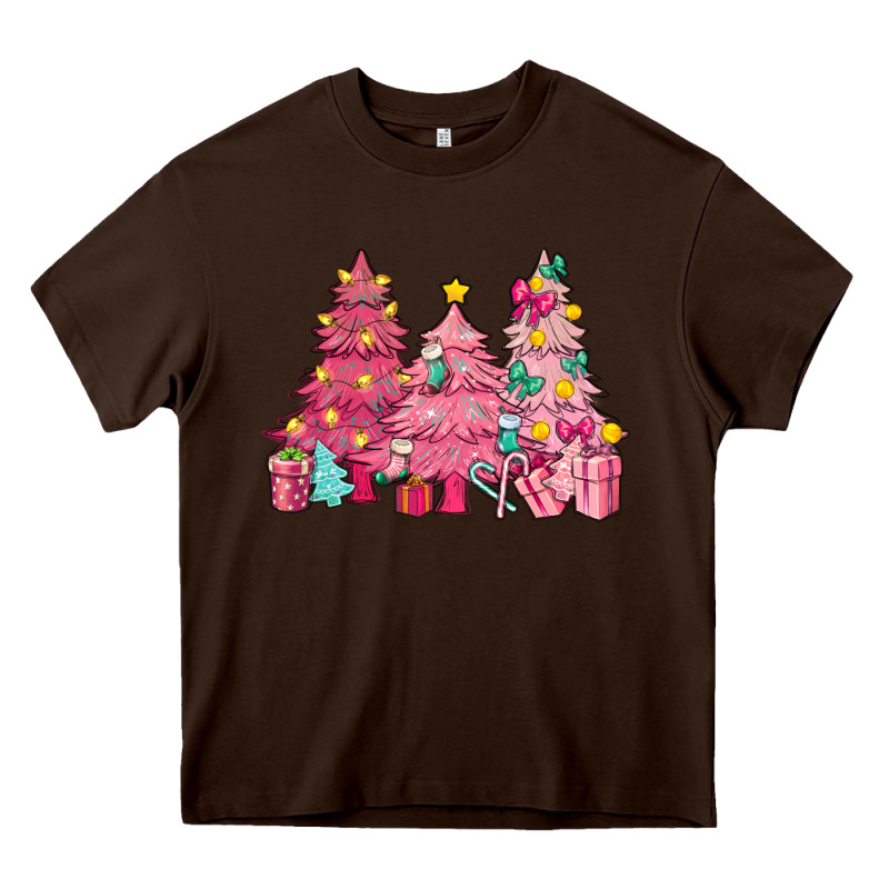 Pink Christmas Trees Heavy Core Tee by NancyCooperArtShop | Teevron