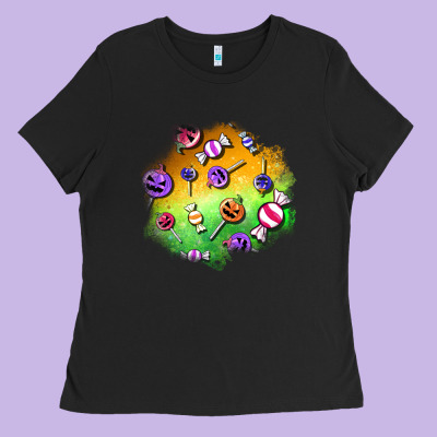 Halloween Candy Patches Ladies Tee Designed By Bundleandbundleshop