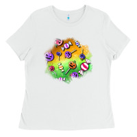 White halloween candy patches Ladies Tee - BundleAndBundleShop