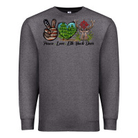 Charcoal Heather Peace Love Elk Buck Deer Premium Sweatshirt - LillyAllenDesigns