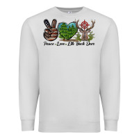 Dove Grey Peace Love Elk Buck Deer Premium Sweatshirt - LillyAllenDesigns
