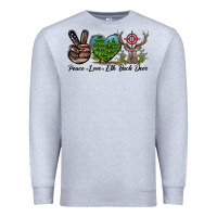 Heather Grey Peace Love Elk Buck Deer Premium Sweatshirt - LillyAllenDesigns