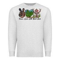 Oatmeal Heather Peace Love Elk Buck Deer Premium Sweatshirt - LillyAllenDesigns