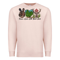 Pale Pink Peace Love Elk Buck Deer Premium Sweatshirt - LillyAllenDesigns