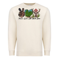 Sandshell Peace Love Elk Buck Deer Premium Sweatshirt - LillyAllenDesigns