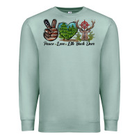 Seafoam Peace Love Elk Buck Deer Premium Sweatshirt - LillyAllenDesigns