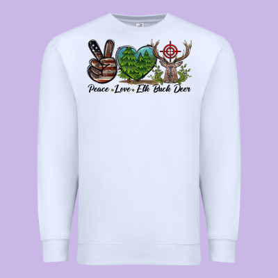Peace Love Elk Buck Deer Premium Sweatshirt Designed By Lillyallendesigns