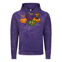 Cloud Purple Black cat and pumpkin Vintage Hoodie - NancyCooperArtShop
