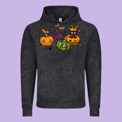 Black Cat And Pumpkin Vintage Hoodie Designed By Nancycooperartshop