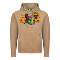 Vintage Coffee Black cat and pumpkin Vintage Hoodie - NancyCooperArtShop