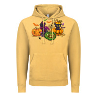 Vintage Mustard Black cat and pumpkin Vintage Hoodie - NancyCooperArtShop