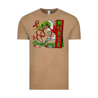 Vintage Coffee Christmas Character Nurse Vintage Tee - NancyCooperArtShop