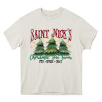 Cream Saint Nick's Christmas Tree Farm Heavy Core Tee - MaliasSmallBusiness