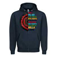 Navy hispanic heritage month hand fan Zipper Hoodie - BundleAndBundleShop