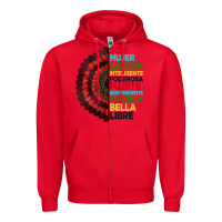 Red hispanic heritage month hand fan Zipper Hoodie - BundleAndBundleShop