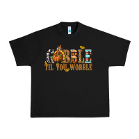 Black Gobble Til You Wobble with Turkey Urban Heavy Tee - texasbilliewilder