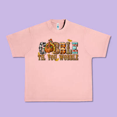 Gobble Til You Wobble With Turkey Urban Heavy Tee Designed By Texasbilliewilder