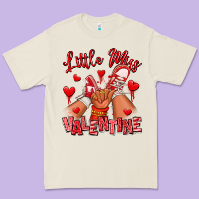 Little Miss Valentine Afro Kid Sneakers Premium Tee Designed By Ranaportraitstore