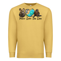 Antique Gold Peace Love Sea Lion Premium Sweatshirt - LillyAllenDesigns