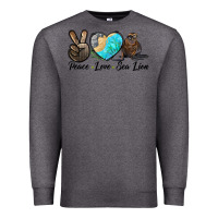 Charcoal Heather Peace Love Sea Lion Premium Sweatshirt - LillyAllenDesigns