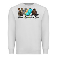Dove Grey Peace Love Sea Lion Premium Sweatshirt - LillyAllenDesigns