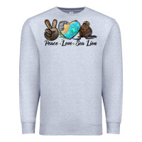Heather Grey Peace Love Sea Lion Premium Sweatshirt - LillyAllenDesigns