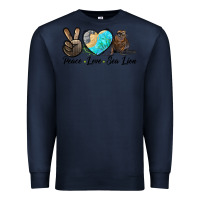 Navy Peace Love Sea Lion Premium Sweatshirt - LillyAllenDesigns
