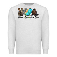 Oatmeal Heather Peace Love Sea Lion Premium Sweatshirt - LillyAllenDesigns