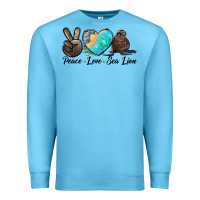 Ocean Blue Peace Love Sea Lion Premium Sweatshirt - LillyAllenDesigns