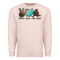 Pale Pink Peace Love Sea Lion Premium Sweatshirt - LillyAllenDesigns