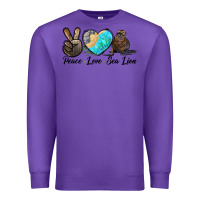 Purple Peace Love Sea Lion Premium Sweatshirt - LillyAllenDesigns