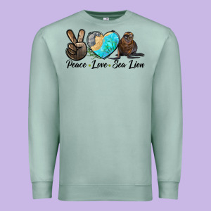 Peace Love Sea Lion Premium Sweatshirt Designed By Lillyallendesigns