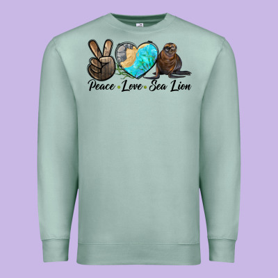 Peace Love Sea Lion Premium Sweatshirt Designed By Lillyallendesigns