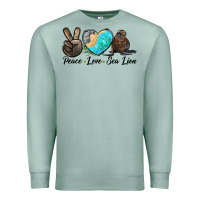 Seafoam Peace Love Sea Lion Premium Sweatshirt - LillyAllenDesigns