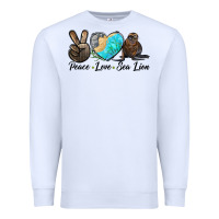 White Peace Love Sea Lion Premium Sweatshirt - LillyAllenDesigns