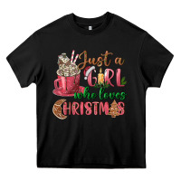 Black Pink Just a girl who loves Christmas Heavy Core Tee - NancyCooperArtShop