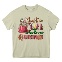 Pink Just A Girl Who Loves Christmas Heavy Core Tee | Teevron