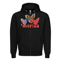Black merica 4th of july hearts Zipper Hoodie - BundleAndBundleShop