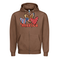 Chestnut merica 4th of july hearts Zipper Hoodie - BundleAndBundleShop