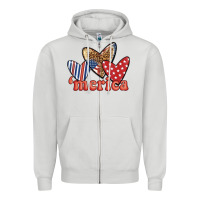 Dove Grey merica 4th of july hearts Zipper Hoodie - BundleAndBundleShop