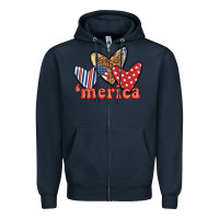 Navy merica 4th of july hearts Zipper Hoodie - BundleAndBundleShop