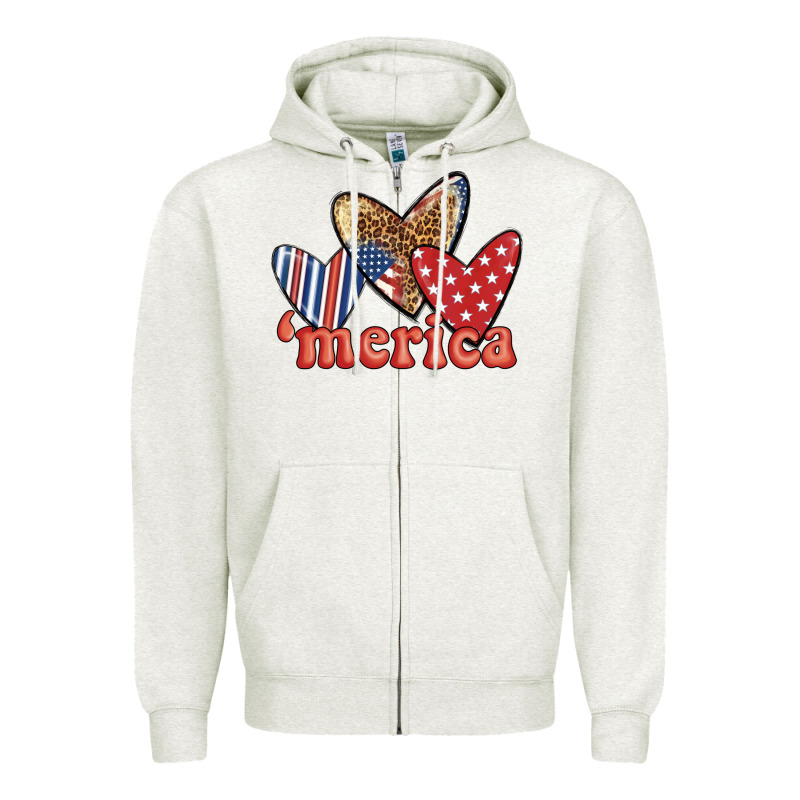 Merica 4th Of July Hearts Zipper Hoodie by BundleAndBundleShop | Teevron