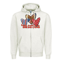 Oatmeal Heather merica 4th of july hearts Zipper Hoodie - BundleAndBundleShop